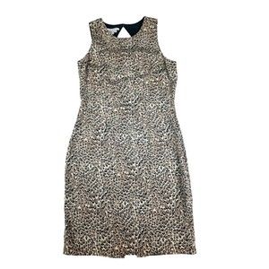 Maggy London Women Sz 10 Silky Sleeveless Sheath Animal Print Dress Zipped